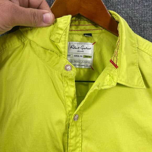 Robert Graham Jeans Button Up Shirt Men's XL Lime Green Cotton Casual - Picture 4 of 12